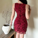Sleeveless V Neck Mini Dress FL-XY24648DGO