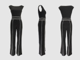 One Shoulder Sexy Sport Short Sleeve Pants Suit SFY-638