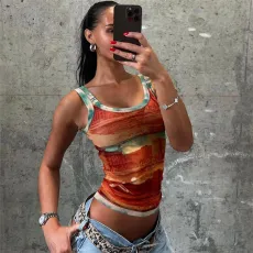 Sexy Print Sling Crop Tops GZJQ-K24L47278