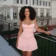 Sexy Solid Color Backless Sling Mini Dress FL-YJ24659PFO