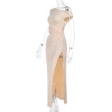Slash Shoulder Hollow Out Maxi Dress FL-ZX24452PFO