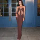 Solid Color Pleated Hollow Out Maxi Dress GZJQ-K24D59965