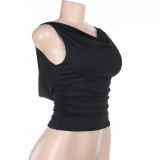 Backless Sleeveless Solid Tank Tops FL-XY24645DGO