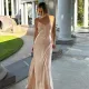 Sexy V-neck Backless Satin Sling Maxi Dress FL-XY24609PFO