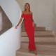 One Shoulder Solid Color Maxi Dress FL-JY24670PFO