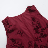 Sleeveless V Neck Mini Dress FL-XY24648DGO