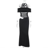 Sexy Patchwork One Shoulder Maxi Dress FL-YL25010MHO