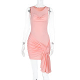 Sexy Solid Color Pleated Flutter Mini Dress FL-YL25006MHO