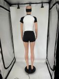 Contrast Color Sport Yoga Shorts Set(With Hairband) QXLB-10128