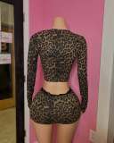Pre Order: About 7 work days shipping Sexy Leopard Printed Top Half Skirt Suit YUEM-2025601