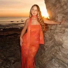 Flutter Mesh Print Tube Tops Maxi Dress FL-YJ25002PFO