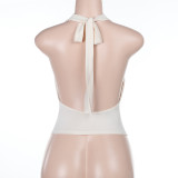 Solid Color Halterneck Backless Tank Tops FL-XY24653PFO