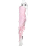 Sexy Ruffles Split Sling Maxi Dress FL-YL24621PFO