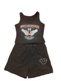 Print Sleeveless Tank Tops Shorts 2 Piece Set GFCF-1246