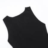 Sleeveless Solid Backless Split Maxi Dress FL-XY24670PFO