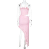 Sexy Ruffles Split Sling Maxi Dress FL-YL24621PFO