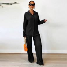 Solid Color Press Pleated Two Piece Pants Set BS-1386