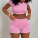 Solid Color Short Sleeve T Shirt Shorts Suit LSD-2367