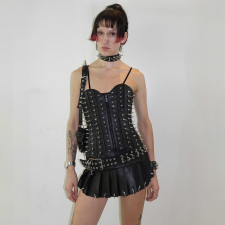 Sexy Metal Ring Mini Leather Skirt GNWQ-NWWJD08799