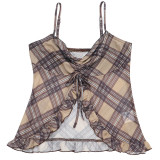Halter Printed Ruffle Crop Tops FL-XY24686PFO