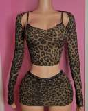 Pre Order: About 7 work days shipping Sexy Leopard Printed Top Half Skirt Suit YUEM-2025601