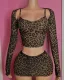Pre Order: About 7 work days shipping Sexy Leopard Printed Top Half Skirt Suit YUEM-2025601