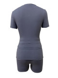 Solid Color Short Sleeve T Shirt Shorts Suit LSD-2367
