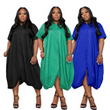 Plus Size Solid Color Loose Maxi Dress SFY-650