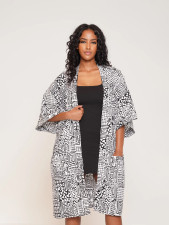Printed Seven Split Sleeve Loose Cardigan Coat SFY-603