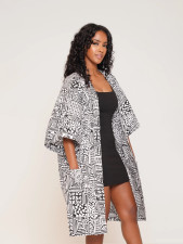 Printed Seven Split Sleeve Loose Cardigan Coat SFY-603