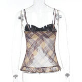 Halter Printed Ruffle Crop Tops FL-XY24686PFO
