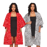 Printed Seven Split Sleeve Loose Cardigan Coat SFY-603