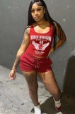 Print Sleeveless Tank Tops Shorts 2 Piece Set GFCF-1246