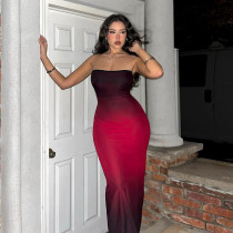 Gradient Mesh Backless Maxi Dress FL-YJ24669DGO