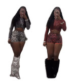 Pre Order: About 7 work days shipping Leopard Print Short Suit YUEM-2025610