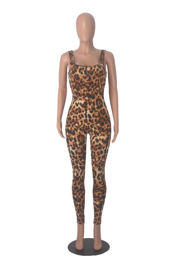 Pre Order: About 7 work days shipping Leopard Print Backless Jumpsuit YUEM-2025600