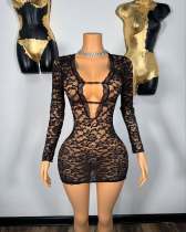 Pre Order: About 7 work days shipping Sexy Lace See Through Mini Dress YUEM-2025503