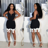 V-neck Sexy Sling Bow Tassel Dress YNSF-2676