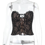 Lace Hollow Out Bandage Tank Tops FL-WQ24299MHO