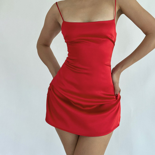 Sexy Slim Satin Halter Mini Dress FL-JY24634PFO