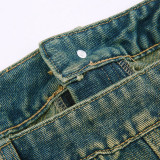 Washed Zipper Wrap Chest Denim Vest GMWF-AL8889