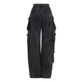 Patchwork Multi-pocket Work Jeans GMWF-6930