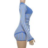 Knits Stripe Contrast Color Romper GZJQ-W24Q53673