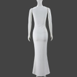 Mesh Patcwork V Neck See Through Maxi Dress GNZD-51488DHD