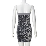 Leopard Print Sequin Hollow Out Mini Dress GNZD-51506DHD