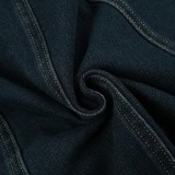 Color Block Low Waist A-Line Denim Long Skirt GMWF-9626