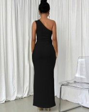 Slash Shoulder Tank Tos Half Skirt 2 Piece Set MTY-8007