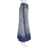 Irregular Sexy Gradient High Split Denim Half Skirt GMWF-2968