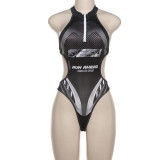 Letter Print Sexy Hollow Out Bodysuit GZJQ-K24K45261