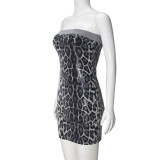 Leopard Print Sequin Hollow Out Mini Dress GNZD-51506DHD